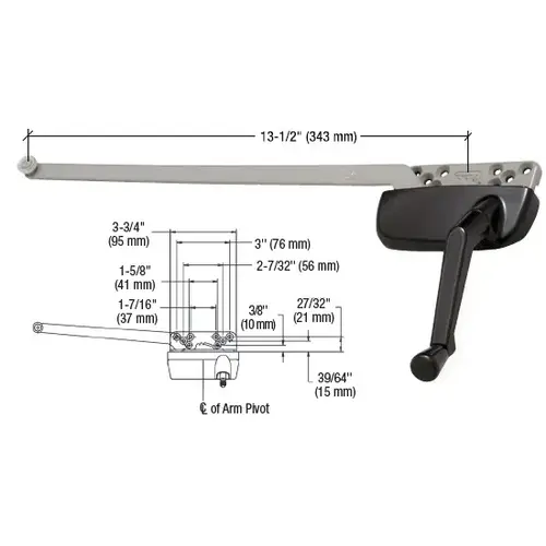 CRL EP24195 Bronze Right Hand Ellipse Style Casement Operator with 13-1/2" Single Arm
