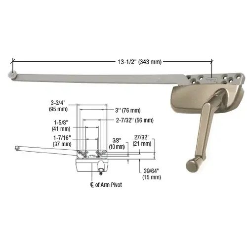 CRL EP24197 Coppertone Right Hand Ellipse Style Casement Operator with 13-1/2" Single Arm