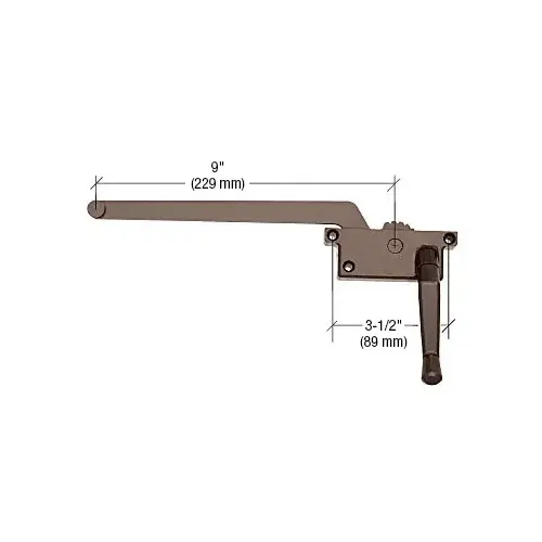 CRL H3915 Square 9" Right Handed Bronze Wood Casement Operator