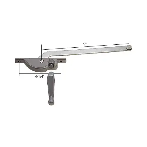 CRL WCM586 9" Left Hand Aluminum Casement Window Operator 4-1/4" Screw Hole for Fenestra