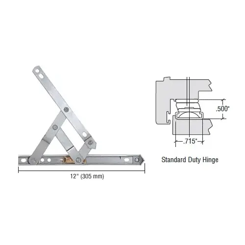 Truth EP28013 12" Standard Duty 4-Bar Stainless Steel Window Hinge