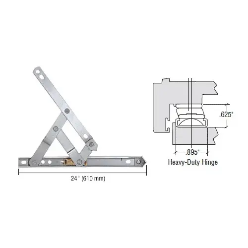Truth EP28024 24" Heavy-Duty 4-Bar Stainless Steel Window Hinge