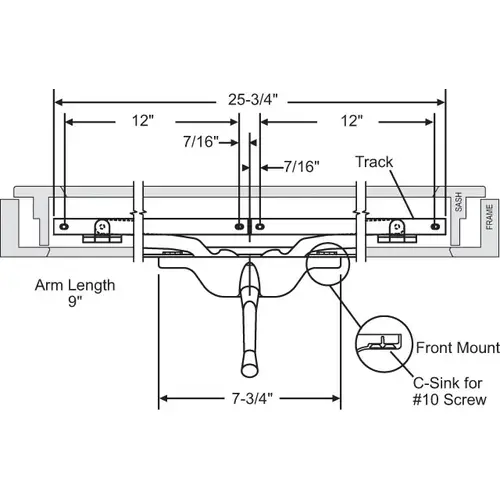 Brixwell 29-130-8 9in Pivot Shoe Operator Arm Chestnut Bronze