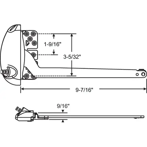Brixwell 36-500W-xd X Drive Casement Operator for Vinyl Window White 9-1/2in Single Arm Length handle Sold Separate