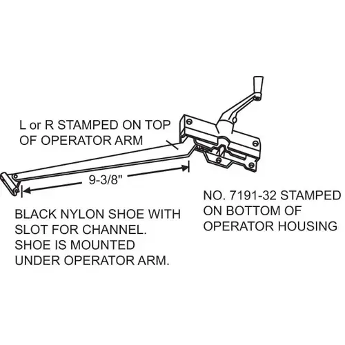 Brixwell 750-0565620 Casement Operator Stone black Nylon Shoe handle Sold Seperately