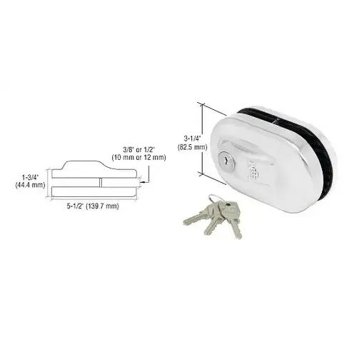 CRL 1NT686CH Chrome Glass Mounted Slip-on Patch Lock for Use with 1/2" Glass
