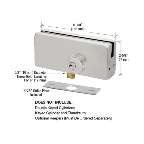 CRL AMR215BS Brushed Stainless AMR215 Series Patch Lock