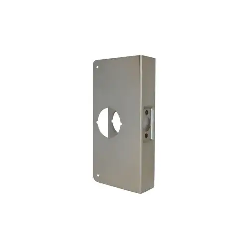 Don Jo 2-S-CW Wrap Around Plate, 22 Gauge Stainless Steel, 4 in. x 9 in., 2-1/8 in. Hole for Cylindrical Lock, For 1-3/4 in. Door with 2-3/8 in. Backset, Satin Stainless Steel