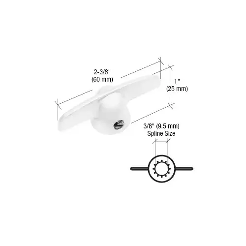 Prime-Line H3814 White T-Crank Window Handle with 3/8" Spline Size for Pella