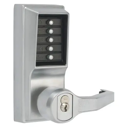 Simplex LL1021B26D Left Hand Mechanical Pushbutton Lever Lock with Key Override, Best Prep and 2-3/4" Backset Satin Chrome Finish