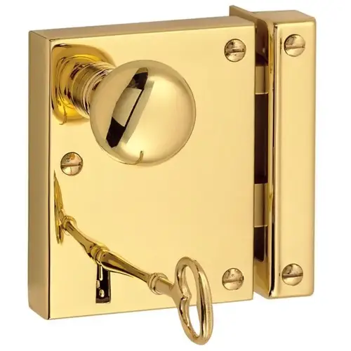 Baldwin 5604031L Left Hand Small Vertical Entry Rim Lock Unlacquered Brass Finish