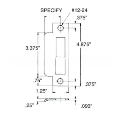 Baldwin 6037260R178 Right Hand 1-7/8" Extended Lip ASA Strike For 2-3/4" Backset Latch, Deadbolt, Auxiliary Latch Bright Chrome Finish