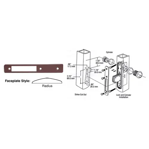 CRL DL2112DU Dark Bronze Radius Faceplate for DL2110 Series Long Throw Deadlocks