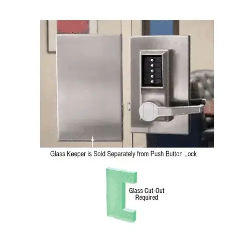 CRL DLK610LCBS Brushed Stainless 6" x 10" LH Center Lock Keeper for Push Button Locks