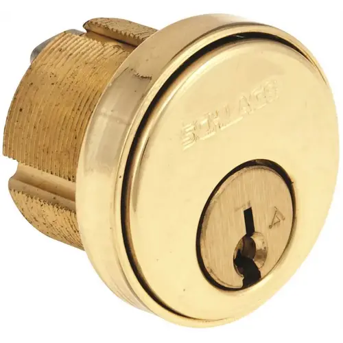 Schlage Commercial 20001C123605114 1-1/4" Everest Conventional Mortise Cylinder C123 Keyway with Compression Ring and Spring with Straight Cam Bright Brass Finish