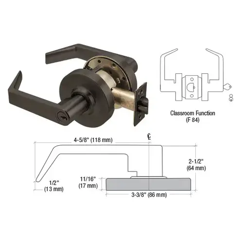 Schlage D80CLS0RB Oil Rubbed Bronze Grade 1 Classroom Lever Locksets 6-Pin