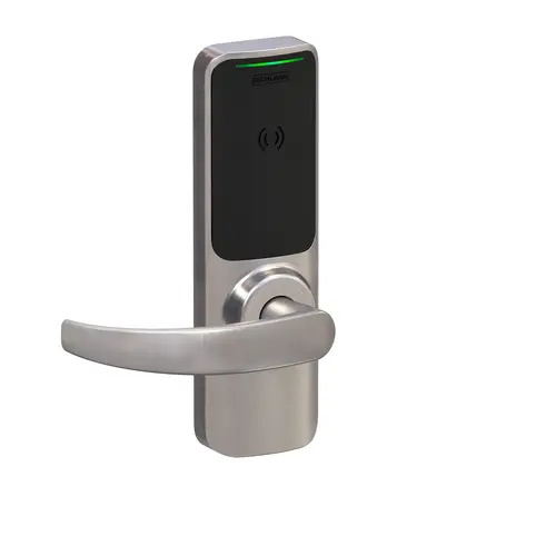 Schlage Electronics XE360MOFBSMP6NEP619 XE360 Series Wireless Mortise Lock, Offline Push Button Function with Smart Mobile Reader, Neptune Lever, and 6 Pin C Keyway Satin Nickel Finish