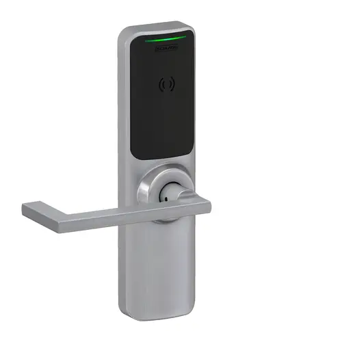 Schlage Electronics XE360EW22ROFISMP6LONE626 XE360 Series Wireless Exit Trim with Wide Escutcheon for Von Duprin 22 Rim Device, Offline Indicator Function with Smart Mobile Reader, Extended Longitude Lever, and 6 Pin C Keyway Satin Chrome Finish