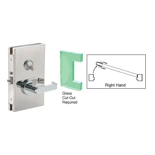 CRL DL610RSPS Polished Stainless 6" x 10" RH Center Lock With Deadlatch in Storeroom Function