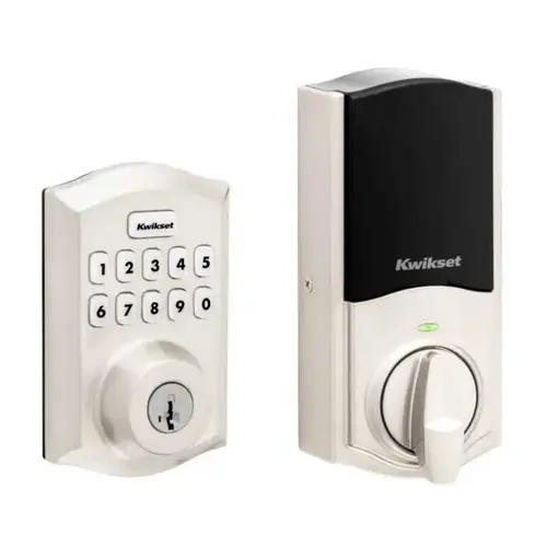 Kwikset HC620-TRL-ZW700-15-SMT-RCALFD-RCS Traditional Push Button Electronic Deadbolt Satin Nickel