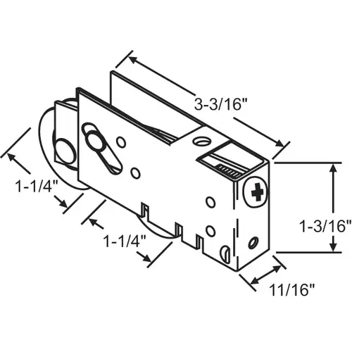 Brixwell 9-443 Patio Door Roller Tandem 1-1/4 Steel Wheel pdr111T-S
