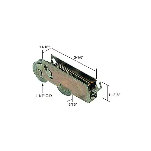 CRL D1552B 1-1/4" Tandem Steel Sliding Glass Door Rollers with 11/16" Wide Housing for Pacific Doors Bulk - pack of 10