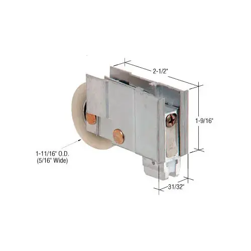 CRL D1764 1-11/16" Nylon Ball Bearing Sliding Glass Door Roller with 31/32" Wide Housing- Alcan Doors