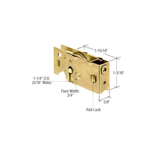 CRL D1820 1-1/4" Steel Sliding Glass Door Roller with 5/8" Wide Housing 3/16" Inside Diameter End Hole
