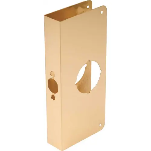 Don Jo 4-PB-VF 4 PB V 2-3/4" Backset 1-3/4" Door 4-1/4" x 9" Wrap Around Plate with Recessed Latch Face - Polished Brass