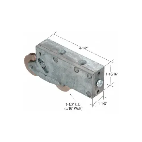 Prime-Line D1884 Sliding Glass Door Roller with Tandem Stainless Steel Rollers and 1-1/8" Wide Housing