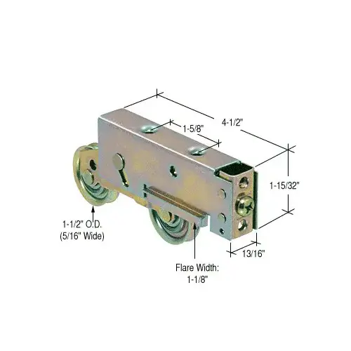 Prime-Line D1924 1-1/2" Tandem Steel Sliding Glass Door Roller with 13/16" Wide Housing