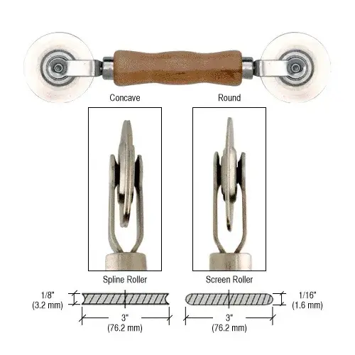 CRL 166166RN Heavy-Duty Steel Combination Roller Tool 3" x 1/16" and 3" x 1/8" Wheels