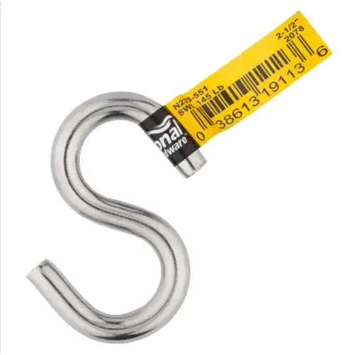 National Hardware N233-551 S-Hook, 145 lb Working Load, 0.3 in Dia Wire, Stainless Steel, Stainless Steel