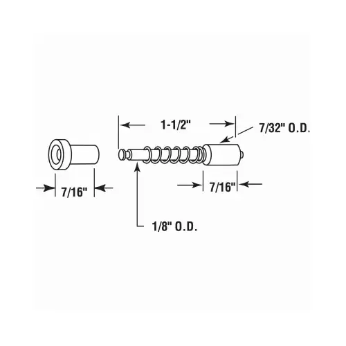 Prime-Line L 5785 Snap-On Window Screen Plunger Bolt, Nylon, Zinc - pack of 6