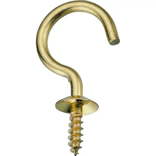 ProSource LR-391-PS Cup Hook, 11/32 in Opening, 3.2 mm Thread, 1-1/4 in L, Brass, Brass Gold - pack of 5