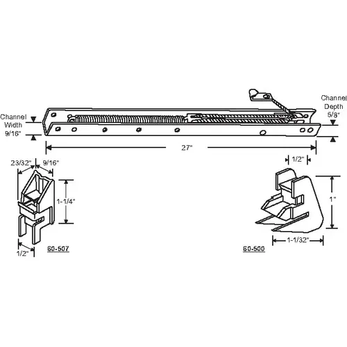 Brixwell 60-264-0 27in Window Channel Balance 19 To 26 Lbs Sash Weight hwB-Kk501-5/8B-2640 60-500a And 60-507a Attached