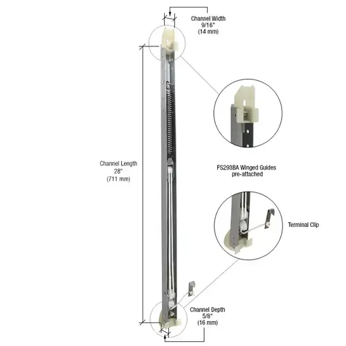 CRL FA2720GW 2720 Window Channel Balance with FS293BA Guides Attached