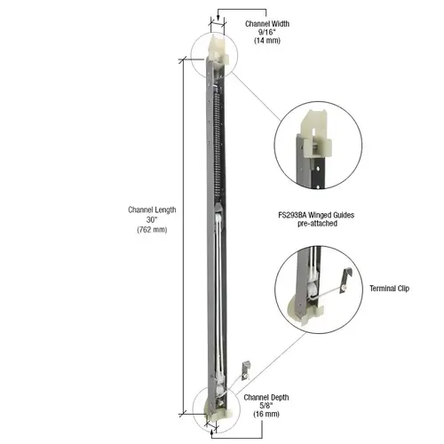 CRL FA2930GW 2930 Window Channel Balance with FS293BA Guides Attached