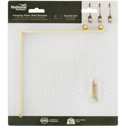 National Hardware N275-504 Hanging Plant Wall Bracket, Brushed Gold, 15-Lb. Load, 7 In.