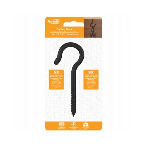 National Hardware N820-107 Ceiling Hook Medium Storm Shine Black Steel 4-5/16" L 125 lb Storm Shine