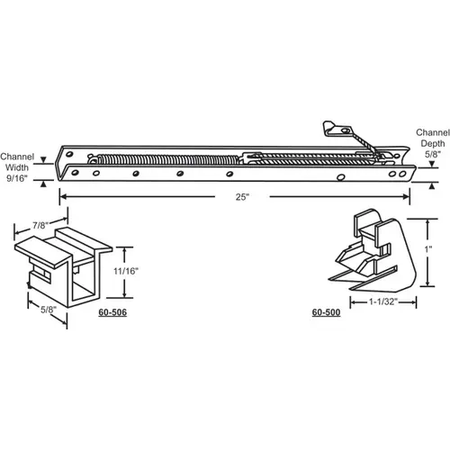 Brixwell 60-241-6 25in Window Channel Balance 5 To 9 Lbs Sash Weight hwB-Ca524-5/8B-2410 60-500a And 60-506a Attached