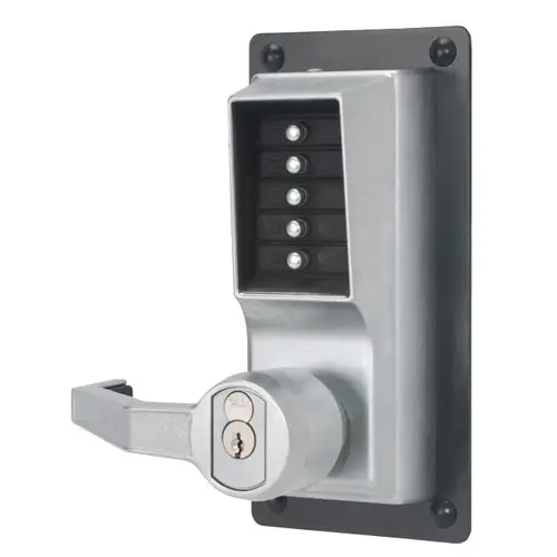 Simplex LLP1020M26D Left Hand Mechanical Pushbutton Exit Trim Lever Lock with Key Override, Medeco Prep Satin Chrome Finish