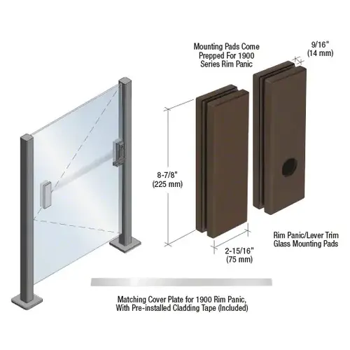 CRL 1900SPBRZ Dark Bronze Lever Trim Glass Mounting Pad for 1900 Series Rim Panic