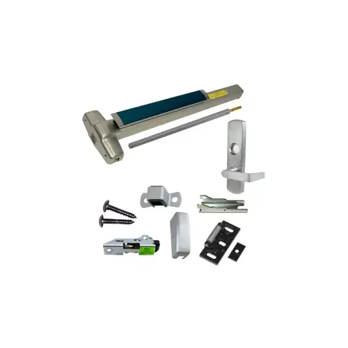 Von Duprin 9827L-NL-F-626-48-LBR-RHR-06 KIT - Fire-Rated (No Dogging), SVR (Surface Vertical Rod) Smooth Exit Device, 996L-NL-06 Nightlatch Lever Trim (Requires Rim Cylinder), RHR Right Hand Reverse/Reversible Handing, (Snap Ring Tool Needed), Less Bottom Rods, 48" x 84", Grade 1, 626/US26D Satin Chrome