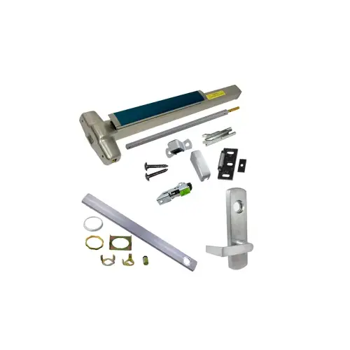 Von Duprin CD-9827L-626-48-LBR-LHR-06 KIT - CD (Cylinder Dogging, Requires 1-1/4" Mortise Cylinder), SVR (Surface Vertical Rod) Smooth Exit Device, 996L-06 Lever Trim (Requires Rim Cylinder), LHR Left Hand Reverse/Reversible Handing, (Snap Ring Tool Needed), Less Bottom Rods, 48" x 84", Grade 1, 626/US26D Satin Chrome