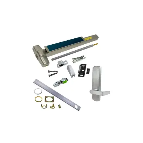 Von Duprin CD-9827L-DT-626-48-LBR-RHR-06 KIT - CD (Cylinder Dogging, Requires 1-1/4" Mortise Cylinder), SVR (Surface Vertical Rod) Smooth Exit Device, 996L-DT-06 Dummy Lever Trim, RHR Right Hand Reverse/Reversible Handing, (Snap Ring Tool Needed), Less Bottom Rods, 48" x 84", Grade 1, 626/US26D Satin Chrome