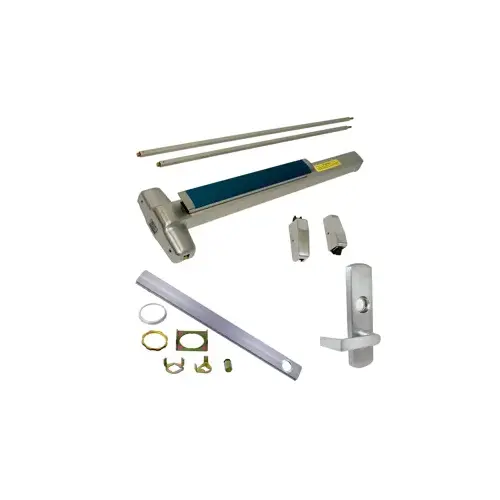 Von Duprin CD-9827L-NL-630-36-LHR-06 KIT - CD (Cylinder Dogging, Requires 1-1/4" Mortise Cylinder), SVR (Surface Vertical Rod) Smooth Exit Device, 996L-NL-06 Nightlatch Lever Trim (Requires Rim Cylinder), LHR Left Hand Reverse/Reversible Handing, (Snap Ring Tool Needed), 36" x 84", Grade 1, 630/US32D Stainless Steel