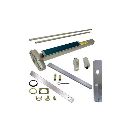 Von Duprin CD-9827NL-626-48 KIT - CD (Cylinder Dogging, Requires 1-1/4" Mortise Cylinder), SVR (Surface Vertical Rod) Smooth Exit Device, 990 Nightlatch Trim (Requires Rim Cylinder), 48" x 84", Grade 1, 626/US26D Satin Chrome