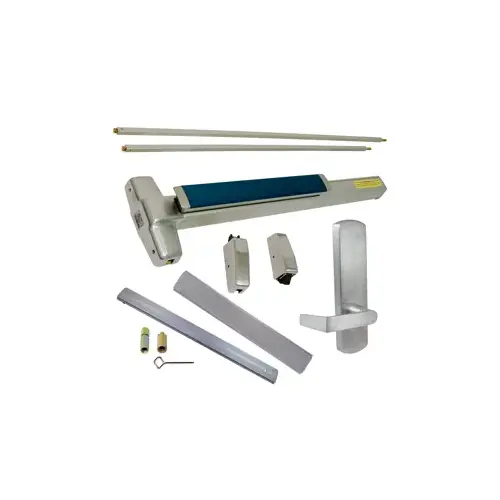 Von Duprin LD-9827L-DT-626-36-LHR-06 KIT - LD (Less Dogging), SVR (Surface Vertical Rod) Smooth Exit Device, 996L-DT-06 Dummy Lever Trim, LHR Left Hand Reverse/Reversible Handing, (Snap Ring Tool Needed), 36" x 84", Grade 1, 626/US26D Satin Chrome