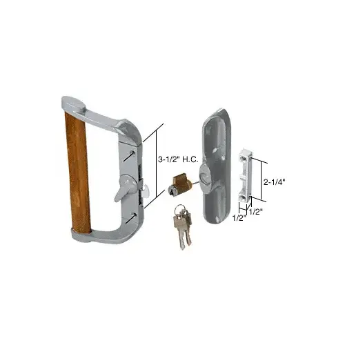 CRL C1017 Aluminum/Wood Hook-Style Surface Mount Handle 3-1/2" Screw Holes - Keyed